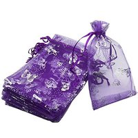Vente en gros de bijoux en argent avec cordon de serrage en organza papillon cosmétiques bague de Noël pochette pour cadeau
