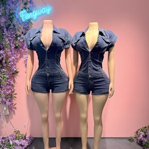 Jeans da Donna Casual a Vita Alta Elasticizzati, Tute in <span class=keywords><strong>Denim</strong></span> per Allenamento, Jumpsuit in <span class=keywords><strong>Denim</strong></span> Cargo Aderenti per Donne - Product Image 1