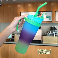 Ensemble de 3 bouteilles d'eau : Bouteille d'eau de motivation en plastique pour voiture et sport avec paille