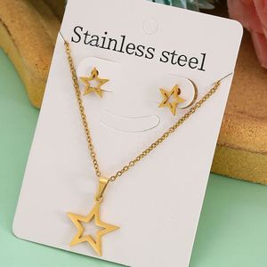 Conjunto de Joyería de Acero Inoxidable para Mujer, Chapado en Oro de 18k, Collar y Aretes, Marca de Moda para Bodas y Fiestas - Product Image 1