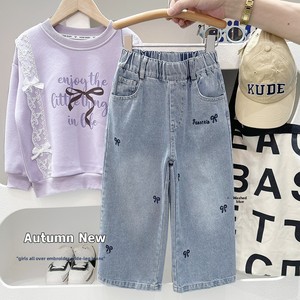 2025 Jeans Casual da ragazza pantaloni larghi per bambini nuovo stile dritto <span class=keywords><strong>largo</strong></span> per la primavera autunno alla moda per i bambini più grandi - Product Image 6