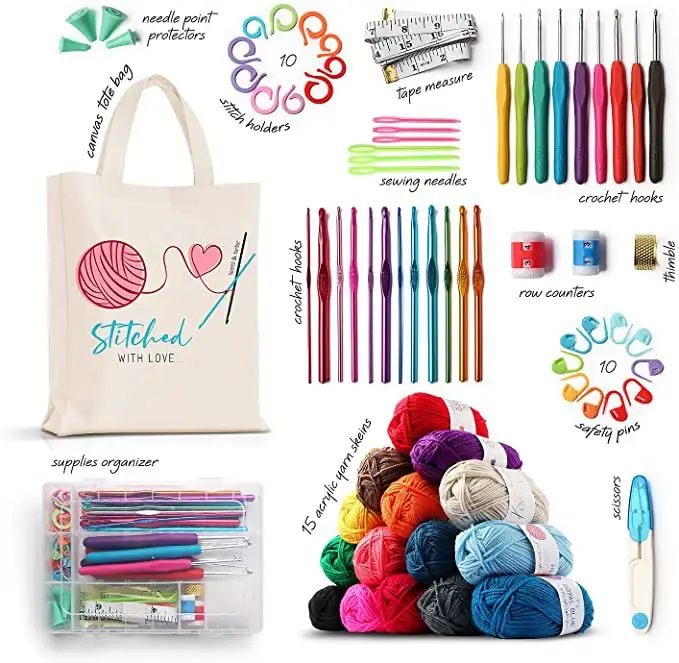 73-piece Colorful Crochet Tool Kit Needles Hook Aluminum Diy Knitting Wool Sewing Storage Kit Knitting Yarn Set