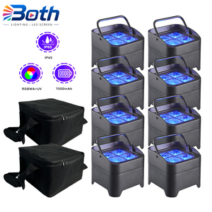 ไฟพาร์ LED แบบชาร์จได้ 8 ชิ้น พร้อมถุง 2 ใบ 4x18W RGBWA UV IP65 กันน้ำ สำหรับงานดีเจ งานแต่งงาน - Product Image 1