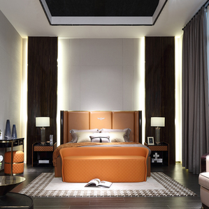 <span class=keywords><strong>Camera</strong></span> <span class=keywords><strong>da</strong></span> <span class=keywords><strong>letto</strong></span> di lusso moderno elegante <span class=keywords><strong>letto</strong></span> in pelle <span class=keywords><strong>arancione</strong></span> - Product Image 3