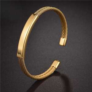 2023 Bracelets sans ternissement câble métallique en acier inoxydable <span class=keywords><strong>Bracelet</strong></span> ouvert <span class=keywords><strong>Bracelet</strong></span> de manchette personnalisé de haute qualité pour femmes hommes - Product Image 3