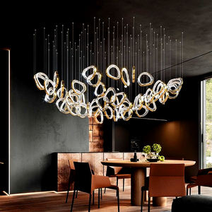 ثريا كريستال فاخرة بإضاءة LED على شكل حلقات معدنية، إضاءة للحفلات والفلل وغرف المعيشة والفنادق والمطاعم، 30-80 E27 360 - Product Image 6