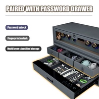 TIANYI Boîte de rangement intelligente à empreintes digitales avec 6 compartiments pour armoire, meuble en cuir, organisateur de bijoux, support de rangement pour montres