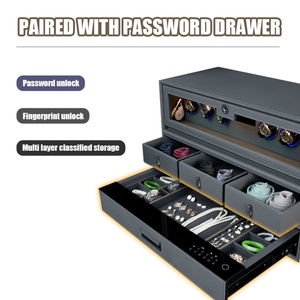 TIANYI Smart Fingerprint <b>Drawer</b> Box with <b>6</b> Slots Wardrobe Leather Cabinet Jewelry Organizer Storage Watch Shaker Stand - Product Image 2