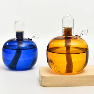 בעבודת יד מוצק ענבר בצבע כחול זכוכית עגולה עם מנורת שמן זכוכית מעושן לקישוט הבית - Product Image 5