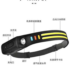 Lampe frontale à induction LED, double source lumineuse, batterie rechargeable, haute luminosité 200-299M, pour camping et course à pied - Product Image 2