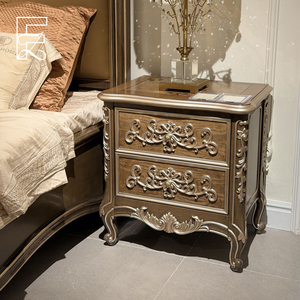 Letto Matrimoniale di Lusso in Mogano Massiccio Stile Provinciale Francese, Intagliato a Mano, con Testiera Imbottita, Ecologico, Durevole, Argento Anticato per Camera da Letto - Product Image 5