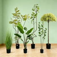Plante Artificielle Arbre Artificiel en Plastique Végétation Artificielle 100-200cm de Hauteur Décoration Intérieure avec Pot