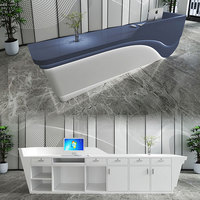 Q036 Bureau d'accueil haut de gamme en fibre de verre en forme de bateau – Réception moderne de luxe pour hôtel, école, spa, supermarché, sous-sol – Écologique