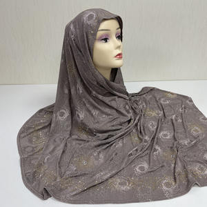 2023 produits chauds fantastique Bawal coton Voile Tudung Jacquard écharpe en gros Hijab écharpe avec strass - Product Image 4