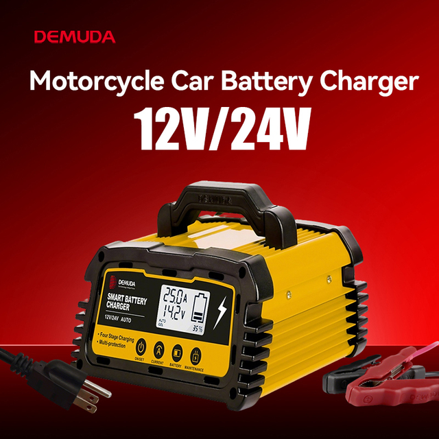 Portable Smart 12V 24V Lead Acid Battery Charger 25A Pulse Repair for Motorcycle Car Boat AGM GEL Deep Cycle Batteries