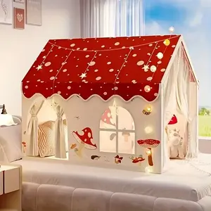 Tienda de Campaña Infantil <span class=keywords><strong>con</strong></span> Diseño de Hongo, Tienda de Campaña de Princesa Roja y Blanca, Tienda de Campaña de Cuento de Hadas para Niñas Pequeñas - Product Image 5