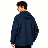 Jaket Hoodie Navy Berkualitas Tinggi dan Tahan Lama, Kain Anti Kusut yang Bernapas, Mantel Serbaguna untuk Akhir Pekan, Warna Dapat Disesuaikan