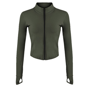 Zipper <b>Long</b> <b>Sleeve</b> Yoga Jackets <b>Sports</b> Yoga <b>Tops</b> <b>Womens</b> Running Coat Workout Wear Gym Fitness Sportswear Apparel - Product Image 5