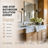 Ensemble de salle de bain rustique complet en bois massif, anti-humidité, avec vasque en céramique, toilettes et baignoire, idéal pour les projets de décoration de complexes hôteliers