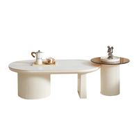 Table basse salon lumière luxe balcon rectangulaire dalle de roche Table à thé Table basse en marbre blanc