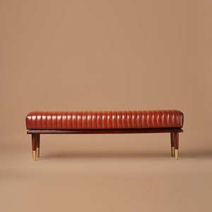 เก้าอี้ยาวหุ้มหนังสีเขียวขาไม้ เฟอร์นิเจอร์ห้องนั่งเล่น รุ่น LB-101 - Product Image 6