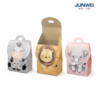 Boîtes à bonbons en carton recyclable pliables avec poignée, design jungle, pour les cadeaux de fête de naissance, emballage cadeau