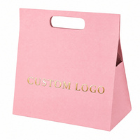 Sac en papier pliable avec poignée découpée, emballage plat, sac de shopping portable, sac cadeau avec logo personnalisé pour l'emballage de détail