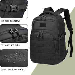 Factory Men's <b>Small</b> <b>Black</b> Tactical Assault <b>Backpack</b> with Geometric Pattern Zipper Closure Polyester Fashion Urban Style - Product Image 3