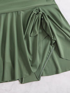 Übergröße Einteiliger Badeanzug für Damen XXXXL Einfarbig Neckholder-Rockboden Umweltfreundliche Strand-Bademode - Product Image 6