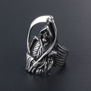 Men's <b>Titanium</b> Steel <b>Ring</b> Wings Skull Design Retro Style Fashion Jewelry SA546 - Product Image 4