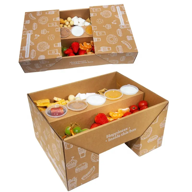 Holidaypac Venta al por mayor papel color Flip Box fiesta chocolate favorito caja de pastoreo catering embalaje plato caja