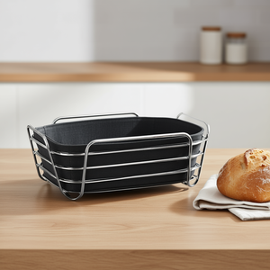 Blomus Bread Basket Delara Stainless Steel Rectangular Black Liner <b>Storage</b> <b>Container</b> for Kitchen Use - Product Image 3