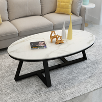 Table basse ovale en marbre de style post-moderne de luxe léger pour les petits appartements, meubles de designer simples pour le salon