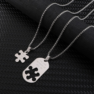 Collier pendentif en acier inoxydable « Son Roi, Sa Reine », collier tendance, 2 pièces/ensemble pour les amoureux, SS018 - Product Image 3