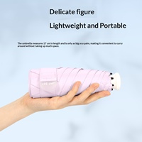 Parapluie rétractable pliable compact portable avec poignée télescopique en tissu nylon 190T - Protection solaire pour femmes et hommes, résistant aux UV