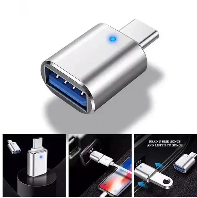 محول من الذكر إلى الأنثى من النوع C إلى USB 3.0 محول OTG مع ضوء قابل للتنفس للشحن ونقل البيانات