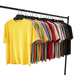 T-shirt de luxe pour homme en coton épais 100 %, coupe oversize, motif imprimé personnalisé, col montant tricoté, tissu jersey lourd coupe carrée - Product Image 2