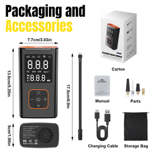 ชุดอุปกรณ์เติมลมยางดิจิตอลแบบพกพาอเนกประสงค์พลาสติกน้ำหนักเบาพร้อมเครื่องวัดแรงดันลมยาง ไฟฉุกเฉิน <span class=keywords><strong>ม</strong></span>อเตอร์ 60W ระบบปิดอัตโน<span class=keywords><strong>ม</strong></span>ัติ - Product Image 6