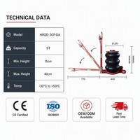 Cric pneumatique industriel triple sac de 5 tonnes avec poignée pliable, capacité de levage de 11000 lb pour l'entretien de camions lourds et de SUV