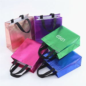 Sac de courses réutilisable en non-tissé, laminé au laser et thermosoudé, avec poignée, sac de transport recyclable pour supermarché et commerce de détail - Product Image 1