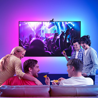 Synchronisation intelligente de la lumière ambiante en usine avec TV Wifi Rgbic Led Immersion TV rétro-éclairage avec caméra