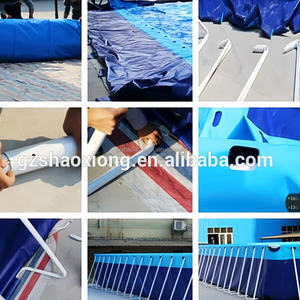 Pvc ngoài trời Kid dành cho người lớn hình chữ nhật kim loại thép khung hồ bơi công viên nước hồ bơi với Inflatable trượt và các chướng ngại vật - Product Image 6