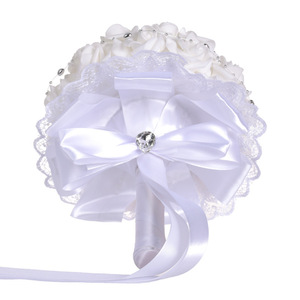 Romantique Artificielle Blanc <span class=keywords><strong>Ivoire</strong></span> Fleurs <span class=keywords><strong>De</strong></span> <span class=keywords><strong>Mariée</strong></span> Main Tenant Rose <span class=keywords><strong>Bouquet</strong></span> <span class=keywords><strong>De</strong></span> Mariage - Product Image 4