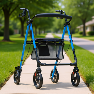 Déambulateur léger en aluminium avec roues de 8 pouces, capacité de 300 lb, siège réglable pour personnes âgées et adultes - Product Image 2