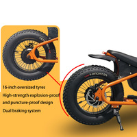 Sepeda Listrik Retro Ban Lebar 20 inci untuk Jalan Raya, Salju, Off-Road, Pantai, dengan Baterai Lithium 48V, Model S16pro/S6pro, Motor Hub Belakang Elektronik