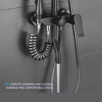 Robinet de douche thermostatique moderne noir mat à quatre fonctions avec jet pluie, en cuivre et céramique, pour salle de bain