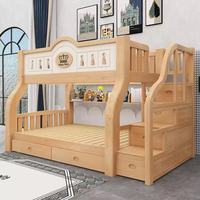 Lit superposé fonctionnel en bois massif blanc pour enfants avec toboggan, rangement, escalier et maisonnette pour hôtel et appartement