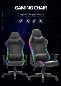 Silla de Juego Negra con Luces LED RGB, Estructura de Acero Resistente, 180 °   Silla Reclinable Ajustable - Product Image 2