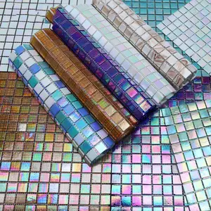Цветная Радужная стеклянная мозаичная Наклейка на стену для бассейна ванная комната фон стены
