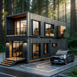 Maison moderne en conteneurs maritimes à 2 étages avec terrasse sur le <span class=keywords><strong>toit</strong></span> et balcon, villa préfabriquée de luxe pour complexe hôtelier ou Airbnb, aménagement personnalisable - Product Image 6